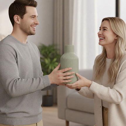 Ceramic Vase Set of 3 – Sage, Textured Scandinavian Design