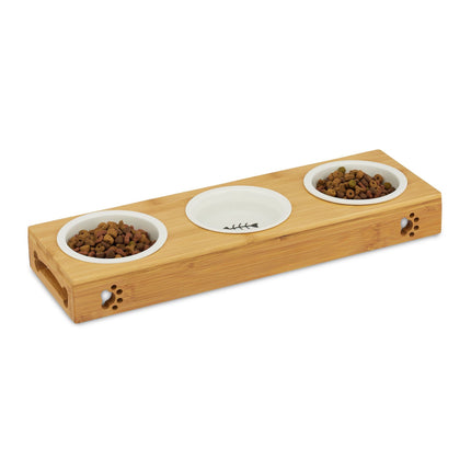 Ceramic bowl stand in bamboo