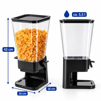 Cereal Dispenser Set of 2, 5.5 L Each, Portion Control, Black