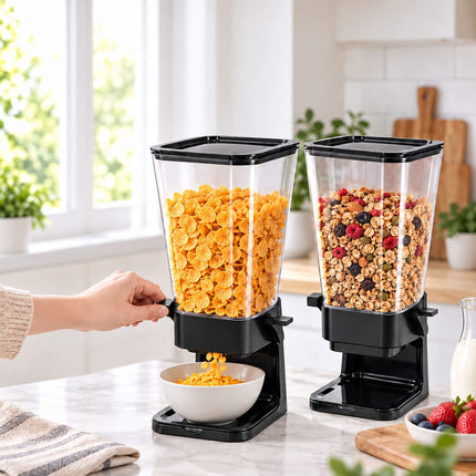 Cereal Dispenser Set of 2, 5.5 L Each, Portion Control, Black