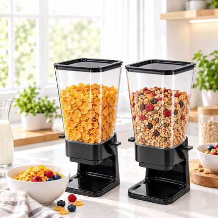 Cereal Dispenser Set of 2, 5.5 L Each, Portion Control, Black