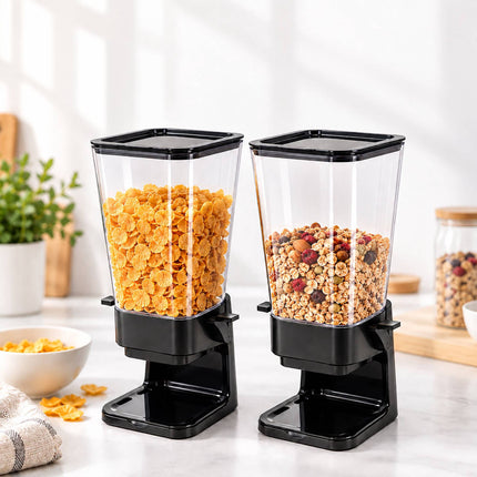 Cereal Dispenser Set of 2, 5.5 L Each, Portion Control, Black