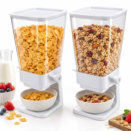 Cereal Dispenser Set of 2, 5.5 L Each, Portion Control, White