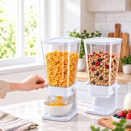 Cereal Dispenser Set of 2, 5.5 L Each, Portion Control, White