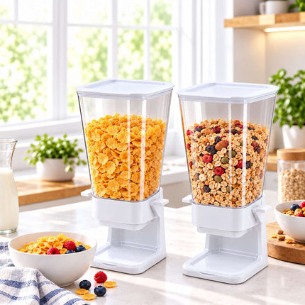 Cereal Dispenser Set of 2, 5.5 L Each, Portion Control, White