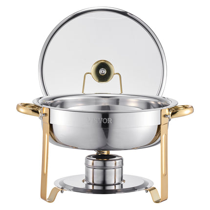 Chafing Dish Set, 4-Pack 5 Qt Stainless Steel, Glass Lid