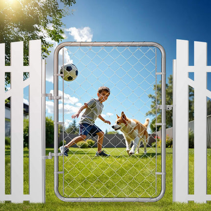 Chain Link Fence Gate, 32 x 46 in, Adjustable Galvanized