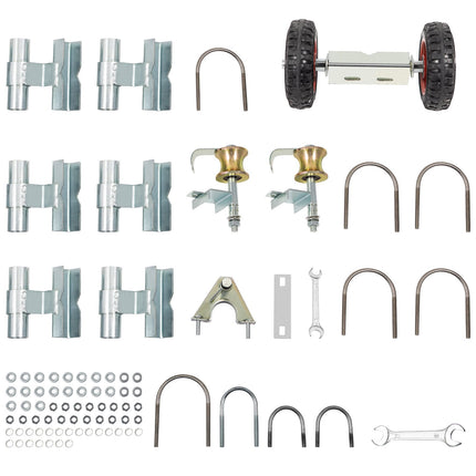Chain Link Rolling Gate Hardware Kit, 6 In Wheels, Galvanized