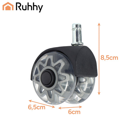 Stuhlrollen, 2,5" PU, 5er-Set, leise, kratzfrei