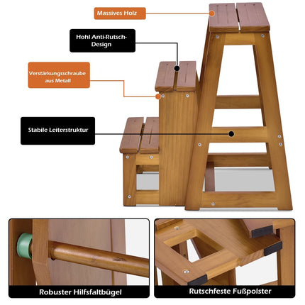 Chaise échelle échelle chaise tabouret échelle escabeau chaise escabeau escabeau escabeau pliable 3 marches noyer