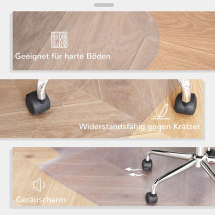 Bodenschutzmatte für Hartböden, 90 x 120 cm, rutschfest, transparente Bodenschutzmatte zum Schutz von Holz und Fliesen, für Büro und Zuhause