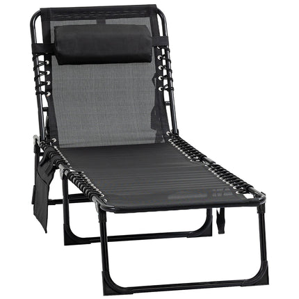 Verstellbare Chaiselongue – klappbare Sonnenliege, schwarz