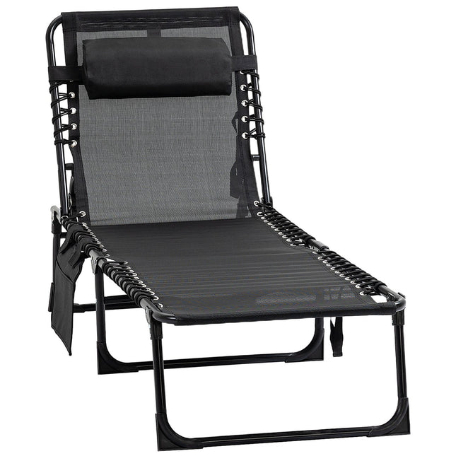 Verstellbare Chaiselongue – klappbare Sonnenliege, schwarz