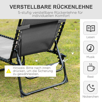 Verstellbare Chaiselongue – klappbare Sonnenliege, schwarz