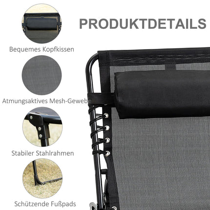 Verstellbare Chaiselongue – klappbare Sonnenliege, schwarz