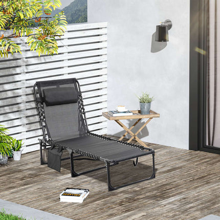 Verstellbare Chaiselongue – klappbare Sonnenliege, schwarz