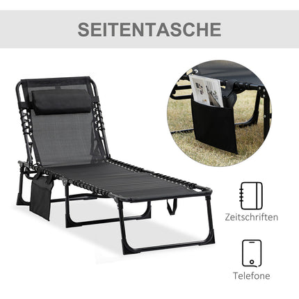 Verstellbare Chaiselongue – klappbare Sonnenliege, schwarz