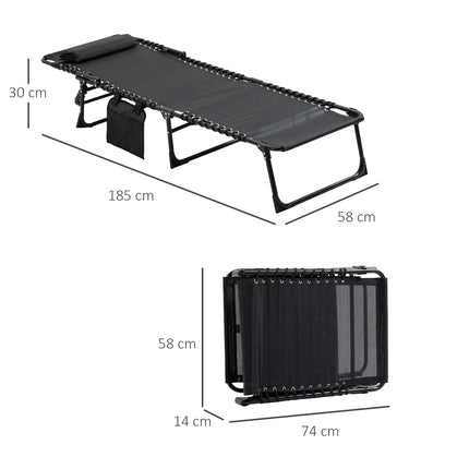 Verstellbare Chaiselongue – klappbare Sonnenliege, schwarz