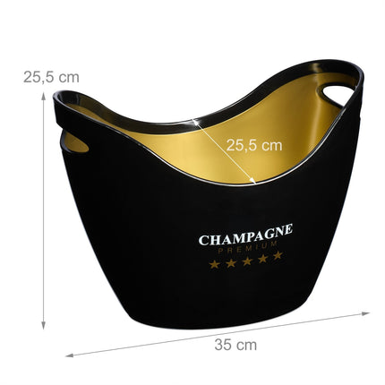Champagner-Eiskübel, 8L Schwarz/Gold, Getränkekühler