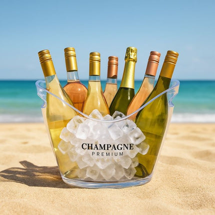 Champagne Ice Bucket, 8L Clear with Handles