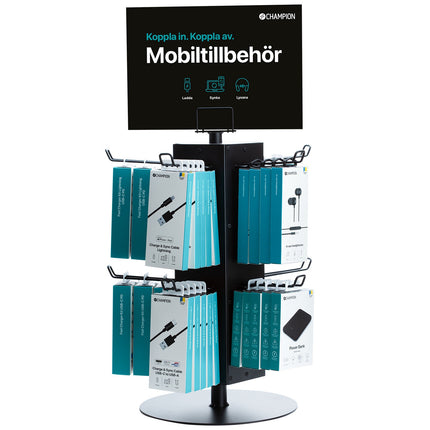 Champion Rotating Countertop Display with 10 Hooks, 50 Mobile Accessories