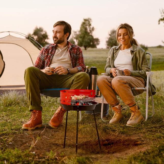 Holzkohle-Grill mit Standfuß und Windschutz, 37 cm