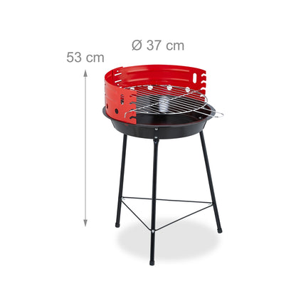 Holzkohle-Grill mit Standfuß und Windschutz, 37 cm