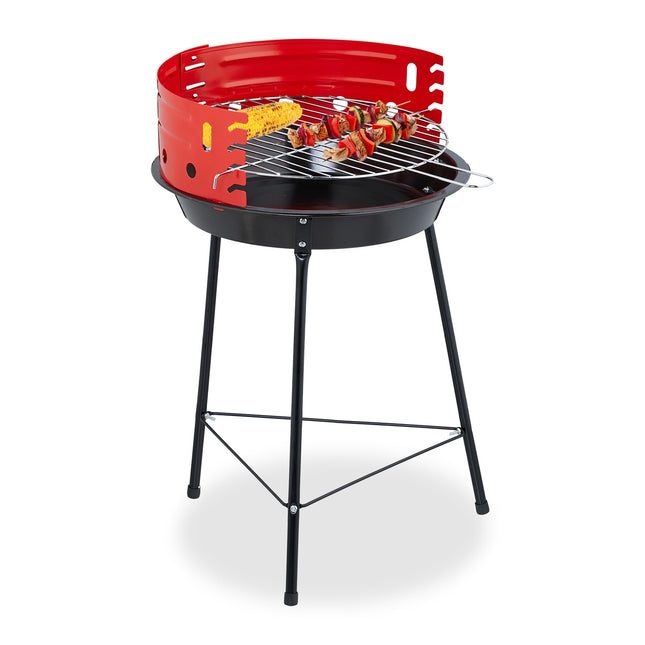 Holzkohle-Grill mit Standfuß und Windschutz, 37 cm