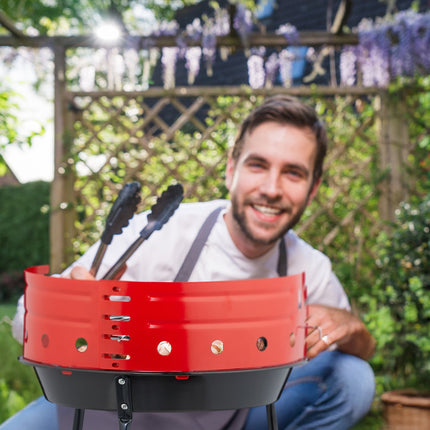 Holzkohle-Grill mit Standfuß und Windschutz, 37 cm