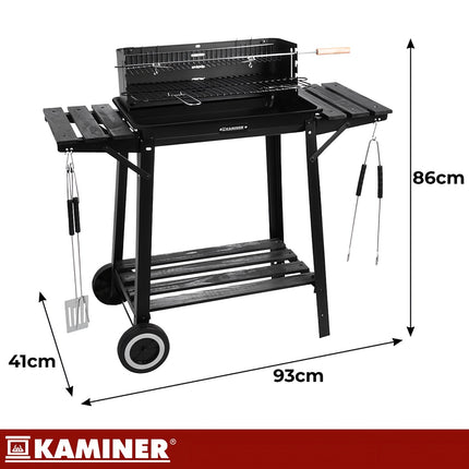 Holzkohle-Gartengrill mit Drehspieß, 93x41x86 cm