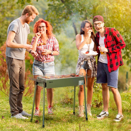 Holzkohle-Campinggrill – Edelstahl, Seitenkörbe