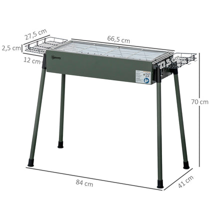 Holzkohle-Campinggrill – Edelstahl, Seitenkörbe