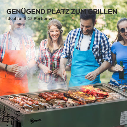 Holzkohle-Campinggrill – Edelstahl, Seitenkörbe