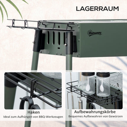 Holzkohle-Campinggrill – Edelstahl, Seitenkörbe