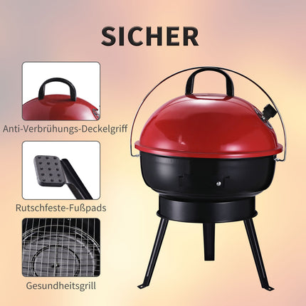 Přenosný gril na dřevěné uhlí s větrnou ochranou, kovový