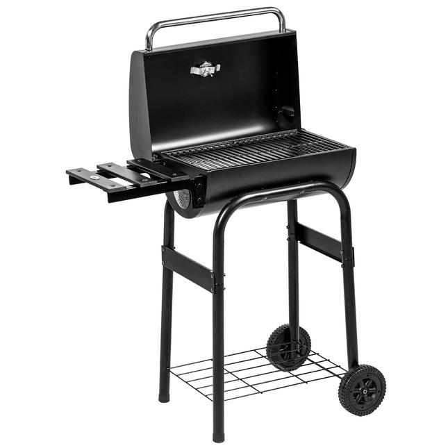 Holzkohlegrillwagen, Edelstahl, Abdeckung und Räder