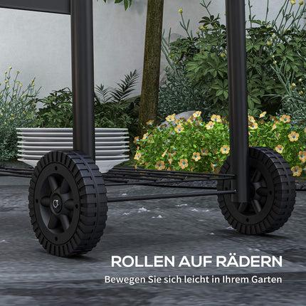 Holzkohlegrillwagen, Edelstahl, Abdeckung und Räder