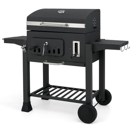 Charcoal Grill with Folding Side Tables, Adjustable Heights