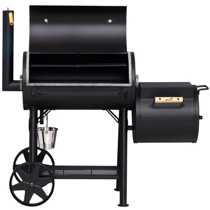 Charcoal Grill with Smoker, Steel, Large Cooking Area