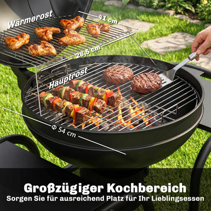 Holzkohle-Kugelgrill, 54 cm, mit Seitenablagen
