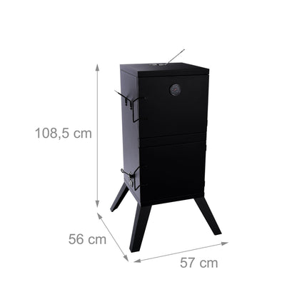 Charcoal Smoker for Meat & Fish, Steel, Black