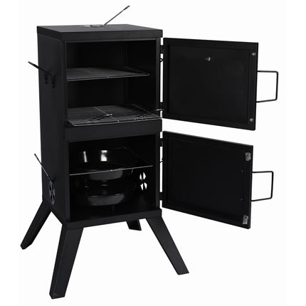 Charcoal Smoker for Meat & Fish, Steel, Black