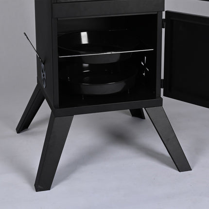 Charcoal Smoker for Meat & Fish, Steel, Black