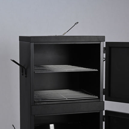 Charcoal Smoker for Meat & Fish, Steel, Black