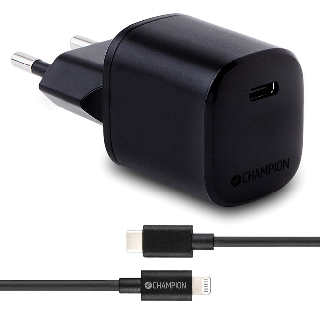 Ladegerät 20W + USB-C auf Lightning Kabel Schwarz