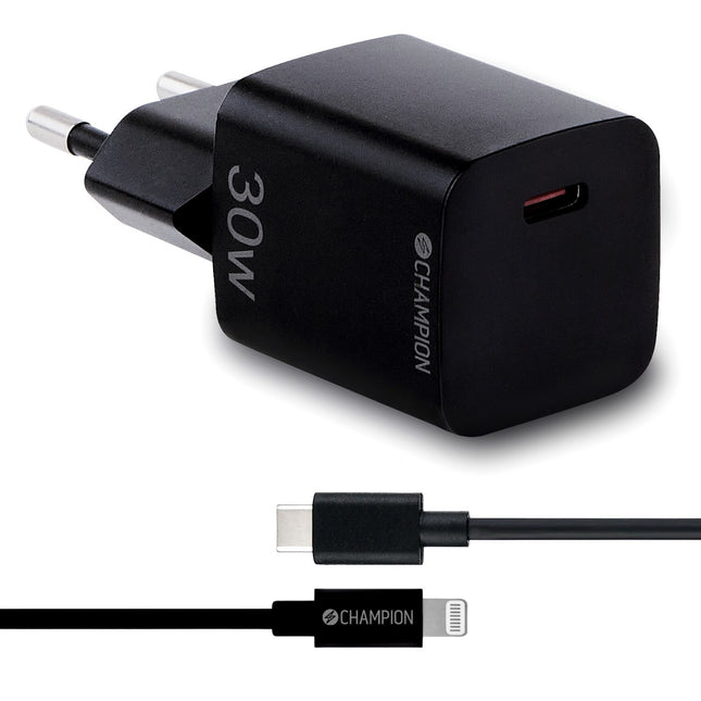 Ladegerät 30 W + USB-C-auf-Lightning-Kabel Schwarz