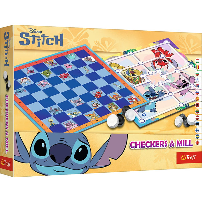 Dame- & Mühle-Spiele mit Disney Stitch