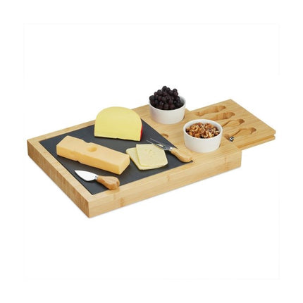 Cheese board in bamboo with accessories in 7 parts