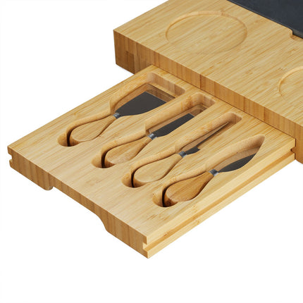 Cheese board in bamboo with accessories in 7 parts