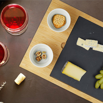Cheese board in bamboo with accessories in 7 parts